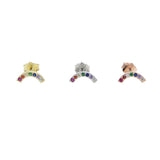 Rainbow CZ Crystal Stud Earrings 925 Sterling Silver