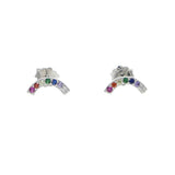 Rainbow CZ Crystal Stud Earrings 925 Sterling Silver