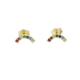 Rainbow CZ Crystal Stud Earrings 925 Sterling Silver