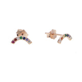 Rainbow CZ Crystal Stud Earrings 925 Sterling Silver