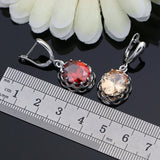 Women CZ Stone Mosaic Earrings Silver 925 Dangle Earrings for Wedding