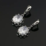 Women CZ Stone Mosaic Earrings Silver 925 Dangle Earrings for Wedding