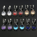 Women CZ Stone Mosaic Earrings Silver 925 Dangle Earrings for Wedding