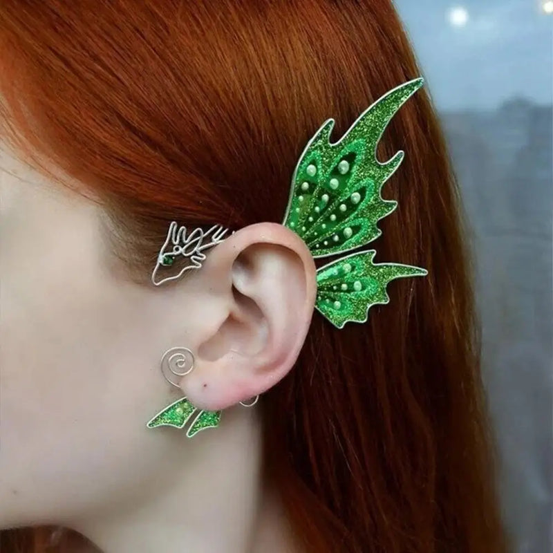 Butterfly Elf Clip Earrings Ear Cuff Halloween Cosplay Elf Ear Clip