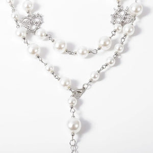 Heart Faux Pearl Multi-layers Necklace Wedding Jewelry Gift