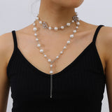 Heart Faux Pearl Multi-layers Necklace Wedding Jewelry Gift