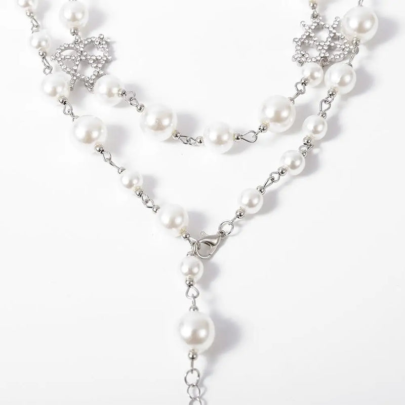 Heart Faux Pearl Multi-layers Necklace Wedding Jewelry Gift