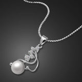 925 Silver Pearl Pendant Zircon Flower Choker Necklace