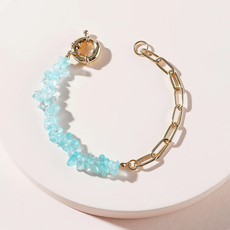 Half Metal Chain Half Purple Stone Bracelet