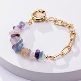 Half Metal Chain Half Purple Stone Bracelet