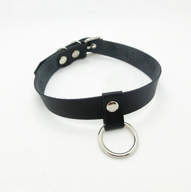 Hot Dark Rivet Leather Choker Necklace Cross Goth Collar
