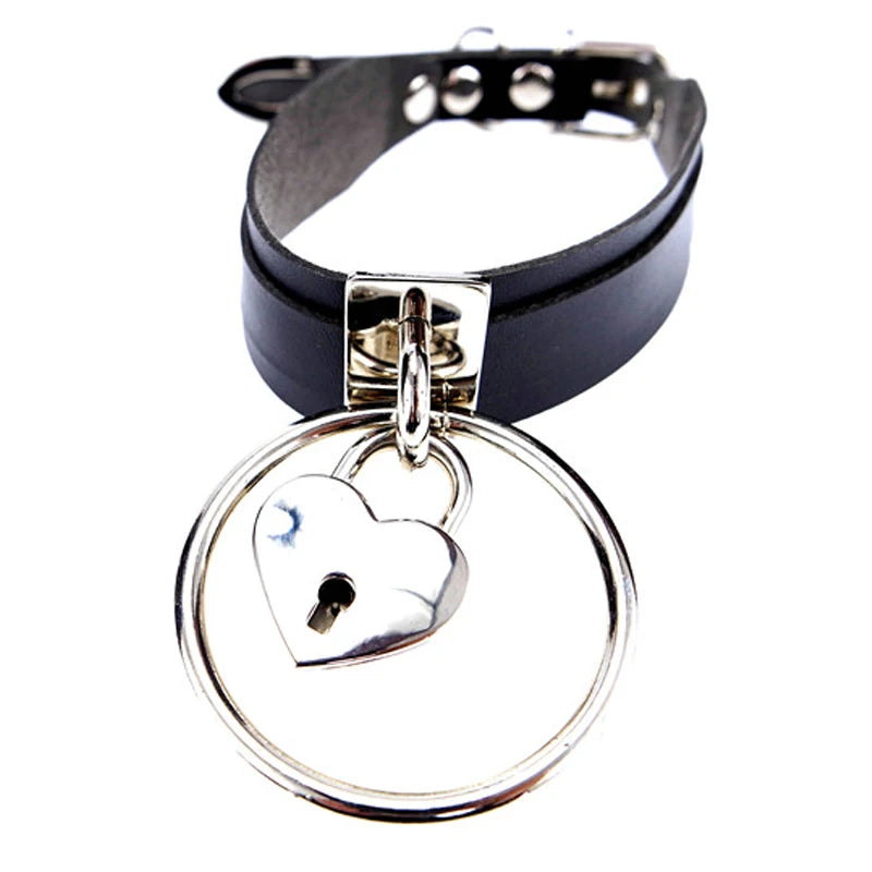 Women Harajuku Punk Choker Necklace Goth LOCK&KEY Rivet Collar