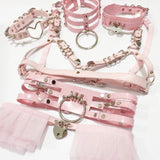 Harajuku Punk Choker Necklace Three Row Goth Big O-Round Rivet Collar
