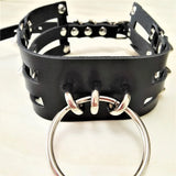 Harajuku Punk Choker Necklace Three Row Goth Big O-Round Rivet Collar