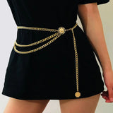 Women High Waist Chain Belt Sexy Beach Metal Belly Body Chain Multilayer