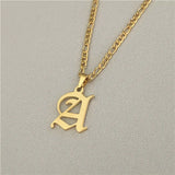 Antique Women Initial Necklace Steel Chain A-Z Collares Jewelry