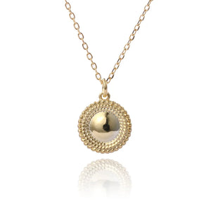 18K Plated Round Charm Pendant Necklace 925 Sterling Sliver