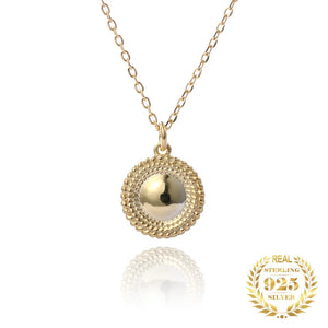 18K Plated Round Charm Pendant Necklace 925 Sterling Sliver