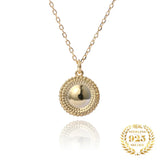 18K Plated Round Charm Pendant Necklace 925 Sterling Sliver