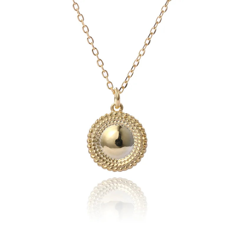 18K Plated Round Charm Pendant Necklace 925 Sterling Sliver