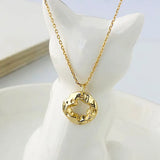 925 Silver Necklace Hollow Circle Pendant 18K Plated Women Jewelry