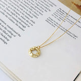 925 Silver Necklace Hollow Circle Pendant 18K Plated Women Jewelry