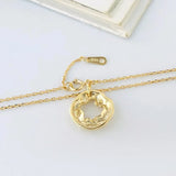 925 Silver Necklace Hollow Circle Pendant 18K Plated Women Jewelry