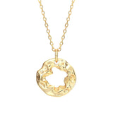 925 Silver Necklace Hollow Circle Pendant 18K Plated Women Jewelry