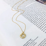 925 Silver Necklace Hollow Circle Pendant 18K Plated Women Jewelry
