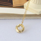 925 Silver Necklace Hollow Circle Pendant 18K Plated Women Jewelry