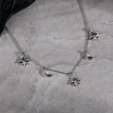 Zircon Silver Moon Star Pendant Necklace for Women 925 Sterling Silver