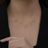 Zircon Silver Moon Star Pendant Necklace for Women 925 Sterling Silver
