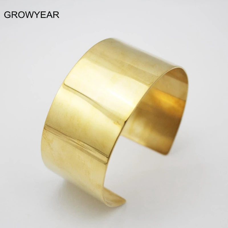 Golden Metal Wide Brass Bangle Bracelets