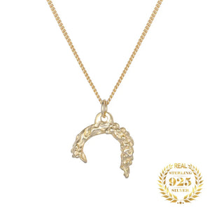 925 Sterling Silver Crescent Moon Pendant Necklace for Women