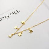 Zircon Moon Star Pendant Necklace 925 Sterling Silver Chokers