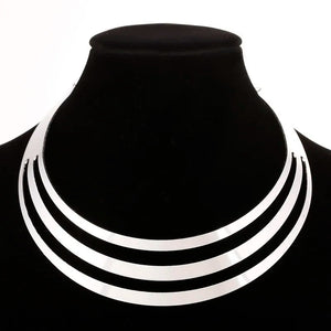 Women Multilayer Punk Necklace Charm Silver Plated