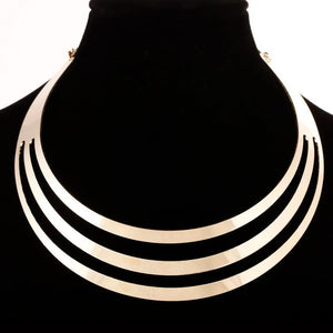 Women Multilayer Punk Necklace Charm Silver Plated