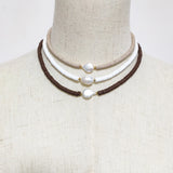 Women Rainbow Flat Pearl Necklace Party Boho