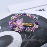Retro Rhinestone Butterfly Hair Clip Enamel Flower Barrettes