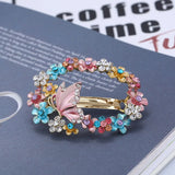 Retro Rhinestone Butterfly Hair Clip Enamel Flower Barrettes