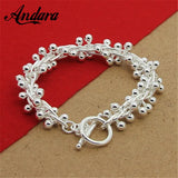 925 Silver Grape Bead Charm Chain Bracelet for Women Gift Y060