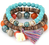 Boho Elephant Charm Bracelets Set Vintage Style Jewelry