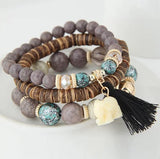 Boho Elephant Charm Bracelets Set Vintage Style Jewelry