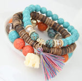 Boho Elephant Charm Bracelets Set Vintage Style Jewelry