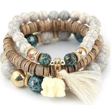 Boho Elephant Charm Bracelets Set Vintage Style Jewelry