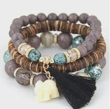Boho Elephant Charm Bracelets Set Vintage Style Jewelry