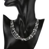 925 Silver 18'' Five Lines Beads Snake Chain Necklace