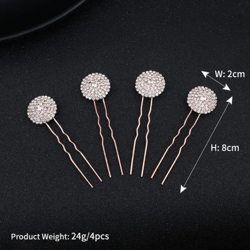 Bridal Crystal Pearl Hairpin Set Wedding Hair Accessories U-shaped Clips