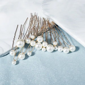 Bridal Crystal Pearl Hairpin Set Wedding Hair Accessories U-shaped Clips