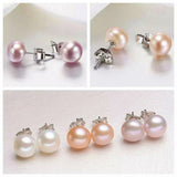Freshwater Pearl Earrings Studs 925 Sterling Silver Real Pearls Girl Size